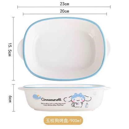 Sanrio Ceramic Tableware Big Bowl Plate | Hello Kitty My Melody Kuromi Cinnamoroll Pompompurin Pochacco - can Oven use Baking Pan Dinner plate