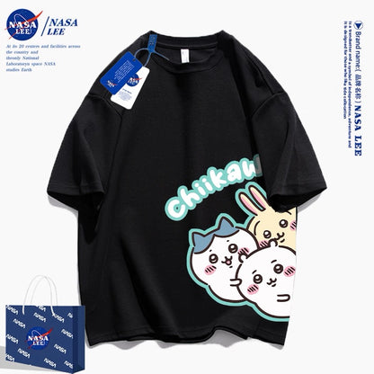 Japanese Cartoon ChiiKawa Casual Style T-Shirt Series | Chiikawa Hachiware Usagi Look at You Together 2 - Kawaii Fashion Items