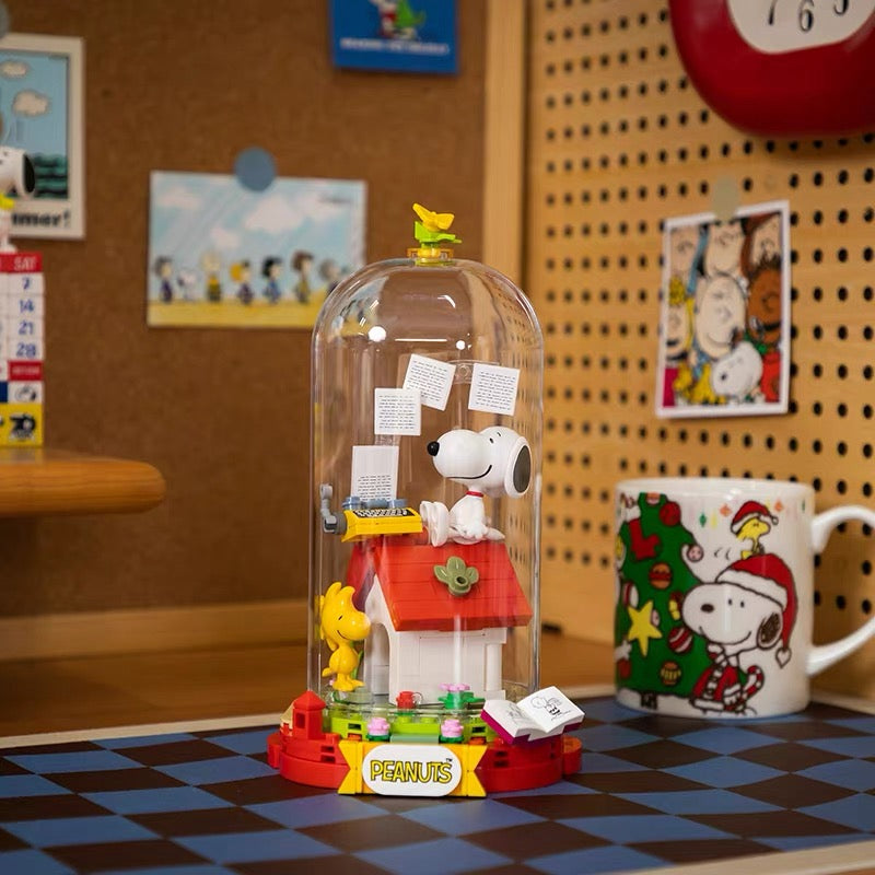 Pan Tasy x Peanut Fun Holiday Series | Cofffee Drawing Writing Time - Lovely Dog and Yellow Birds Building Blocks Toy Collections