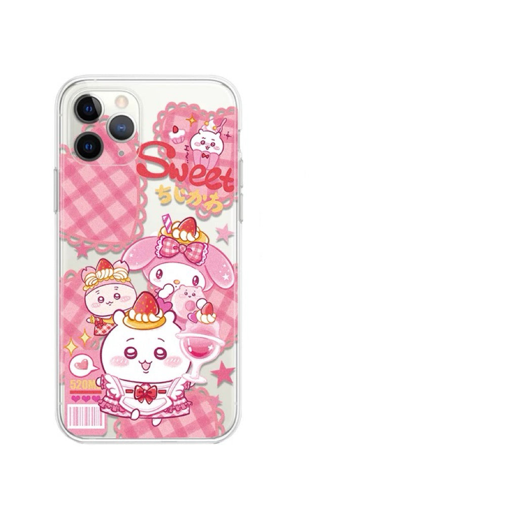 Japanese Cartoon ChiiKawa | Sweet with ChiiKawa My Melody Hachiware Cinnamoroll Usagi Pompompurin Clear - iPhone Case 11 12 13 14 15 16 Pro Promax