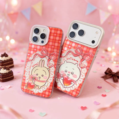 Japanese Cartoon ChiiKawa with Heart Chocolate Laser Case | Chiikawa Hachiware Usagi Momonga 4 Styles - Phone Case Samsung Galaxy S26 S25 S24 S23 S22 S21 FE Ultra Edge