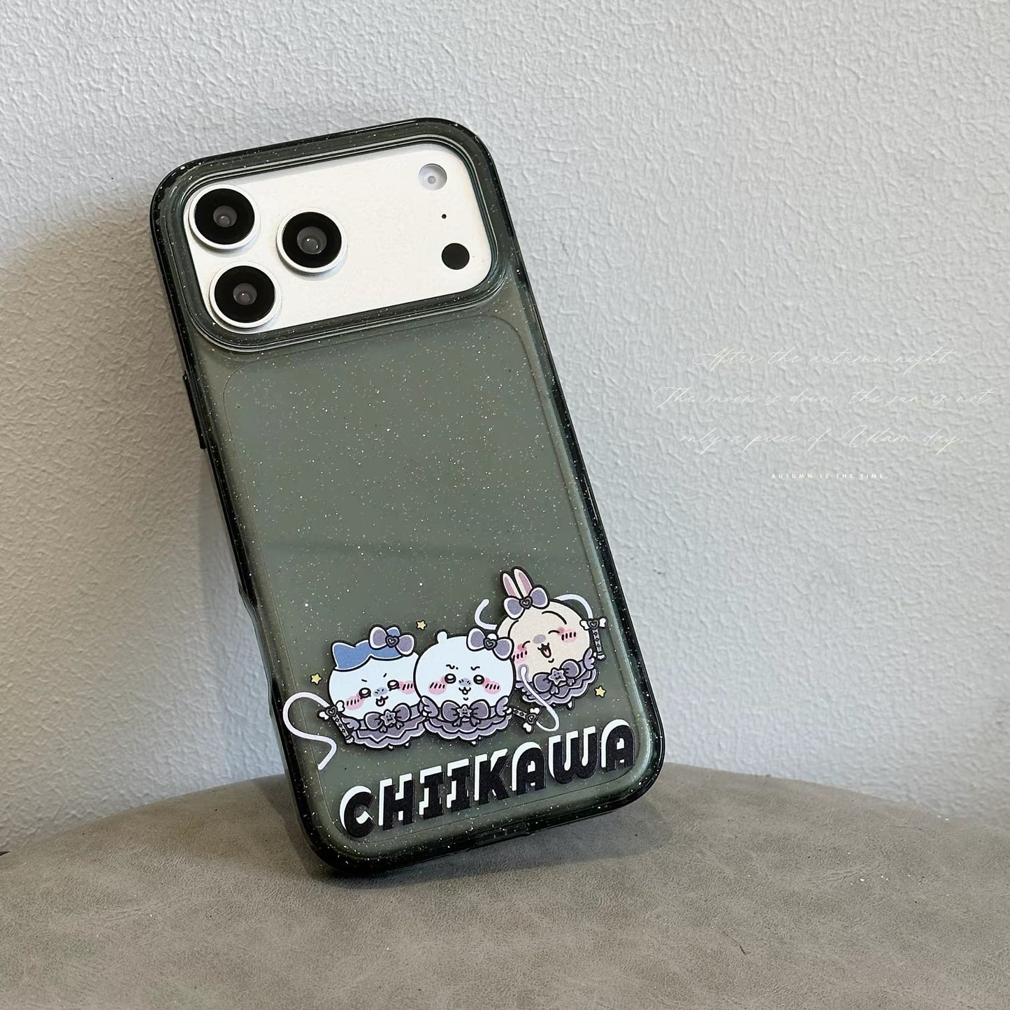 Japanese Cartoon ChiiKawa Gittler Black Clear Case | Devil Group Chiikawa Hachiware Usagi - iPhone Case Plus SE2 11 12 13 14 15 16 16e 17 17e Pro Promax 12mini 13mini