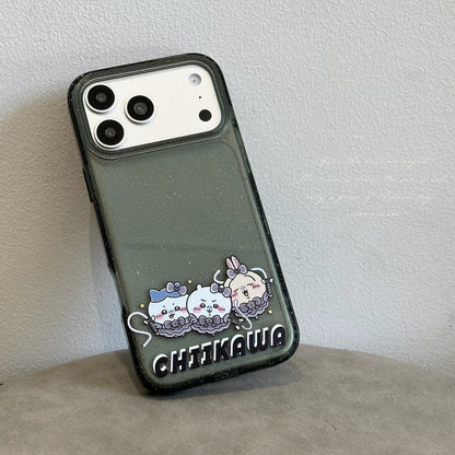 Japanese Cartoon ChiiKawa Gittler Black Clear Case | Devil Group Chiikawa Hachiware Usagi - iPhone Case Plus SE2 11 12 13 14 15 16 16e 17 17e Pro Promax 12mini 13mini