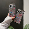 Cute Cartoon Monster Zimomo QuickSand Glitter wth Black Case - iPhone Case 11 12 13 14 15 16 Pro Plus Promax