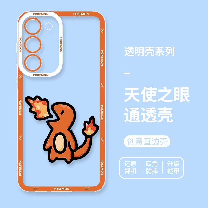 Japan Cartoon Pokemon Simple Cute Drawing | Pikachu Gible Bulbasaur Squirtle Snoriax Psyduck Jigglypuff Charmander - Phone Case Samsung Galaxy S26 S25 S24 S 23 S22 S21 FE Ultra Edge