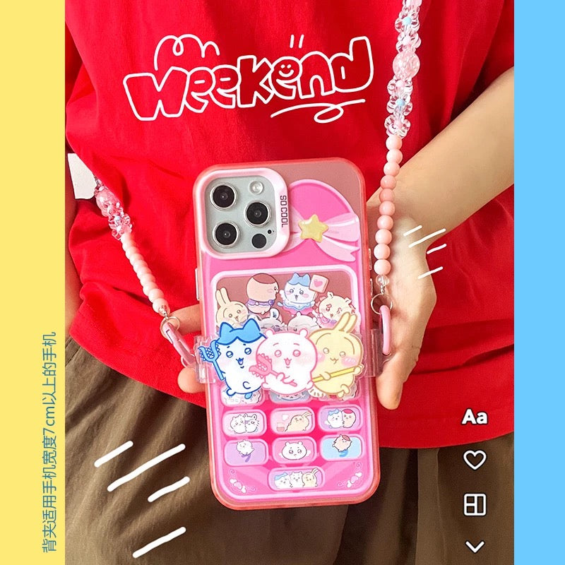 Japanese Cartoon Phone Back Clip with Phone Lanyard | Chiikawa Hachiware Usagi - for All Smart Phones