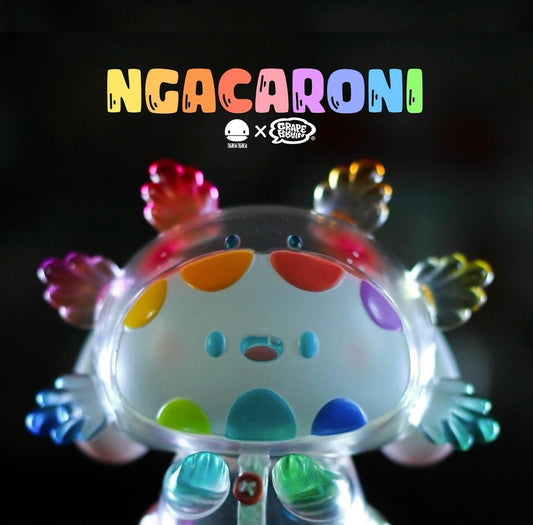 Japan Artist GRAPE BRAIN X Ngaew | Macaroni Ngacaroni Transparent White Version - Sofubi Figure Soft Vinyl Rare