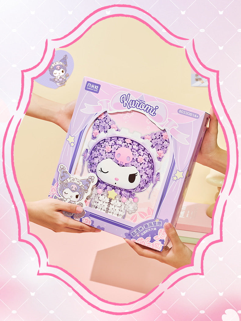 Sanrio Romantic Preserved Flowers Mini Blocks Set | My Melody Kuromi - Can Change Wink Face Limited Edition Mini Building Blocks Toy Collections