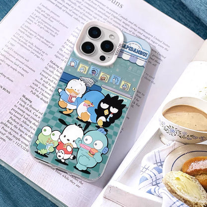 Japanese Cartoon Sanrio Boy Band Laser Case | Pochacco Keroppi Hangyodon Bad Badtz Maru AhirunoPekkle Tuxedosam - Phone Case Samsung Galaxy S26 S25 S24 S23 S22 S21 FE Ultra Edge