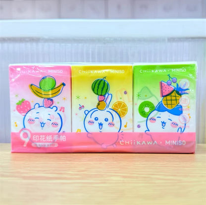 ChiiKawa X Miniso Fruit Market Series Fruit Market | ChiiKawa Hachiware Usagi Pocket Pack Tissue Paper 9 Packs - Kawaii Items Daily Necessities