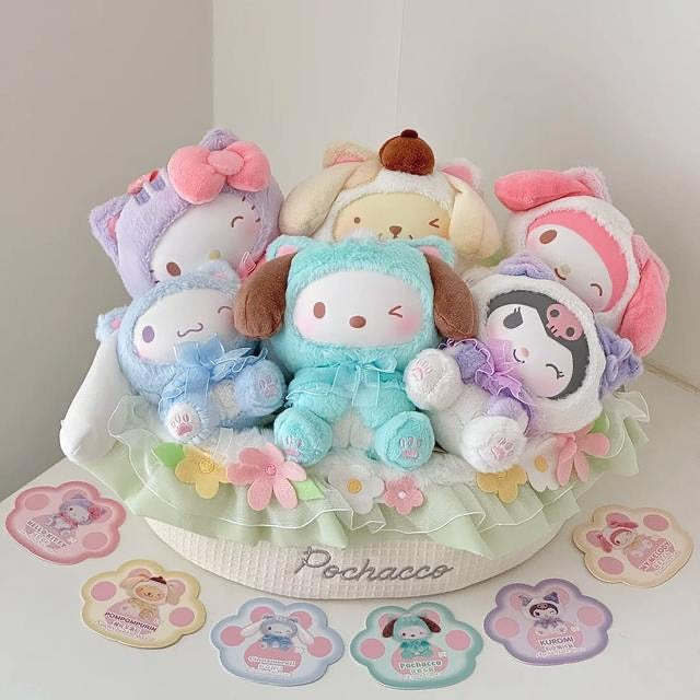 TTopToy Sanrio Characters Play with Kittens | Hello Kitty My Melody Kuromi Cinnamoroll Pompompurin Pochacco Pastel Cat - Collectable Toys Mystery Blind Box