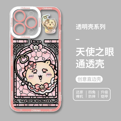 Japanese Cartoon Phone Case Magical Girl with Glass Window Clean Version | Chiikawa Hachiware Usagi Momonga Kurimanju Rakko Shisa Furuhonya - iPhone Case PLUS SE2 15 16 16e 17 17e Pro Promax 12mini 13mini