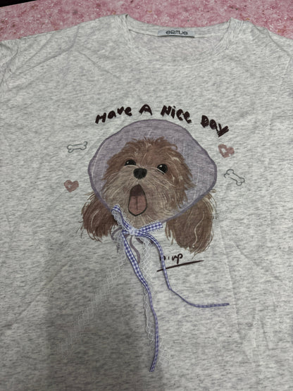 Korean Fashion Cute Animals Style T-Shirt Series | Poodle Have A Nice Day - Kawaii Fashion Items