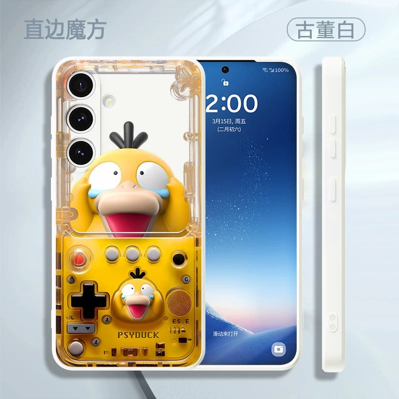 Japan Cartoon Pokemon Fun 3D Print Game Console Version Colour Silicon Case | Pikachu Bulbasaur Squirtle Charmander Psyduck Jigglypuff Eevee Gengar - Phone Case Samsung Galaxy S26 S25 S24 S23 S22 S21 FE Ultra Edge