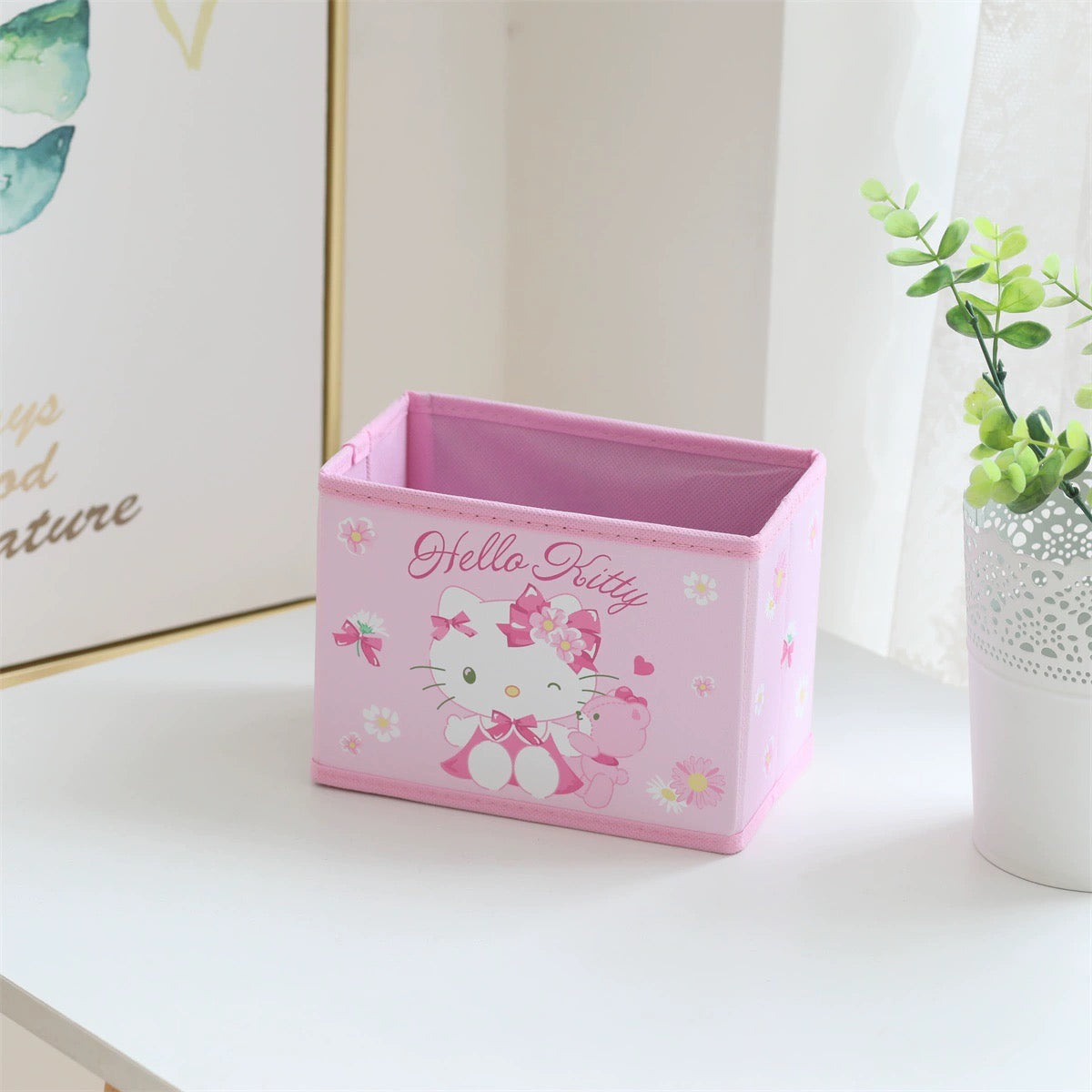 Japanese Cartoon with Flowers Storage Box | Hello Kitty My Melody Kuromi Little Twin Stars Cinnamoroll - Bedroom Girl Gift
