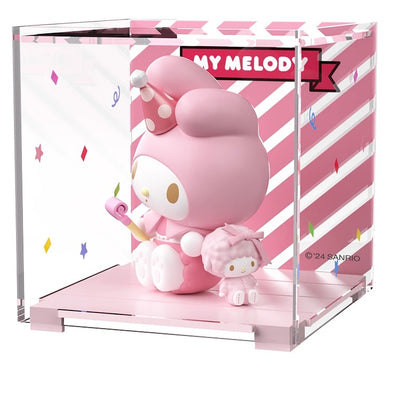 Sanrio Characters Cute Happy Party with Box Series | Hello Kitty My Melody Piano Kuromi Cinnamoroll Pompompurin Pochacco Hangyodon - Kawaii Decoration Collectable Toys Toy Collection