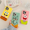 Cartoon Silicone Sponge Patrick Star Squidward Pink Yellow Sea Monster - iPhone Case 15 14 13 Pro ProMax