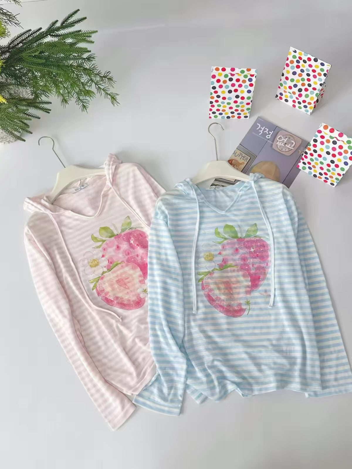 Korean Fashion Cute Fruits Style Long-sleeved Sun Protection T-Shirt Series | Strawberry Hoodie - Kawaii Fashion Items