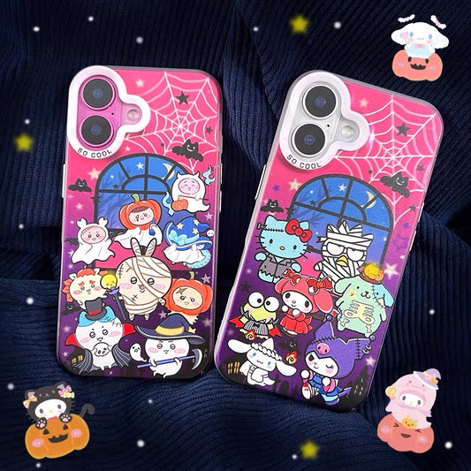 Japanese Cartoon Halloween Party Laser Case | サンリオグループ - iPhoneケース 11 12 13 14 15 16 16e 17 17e Pro Promax