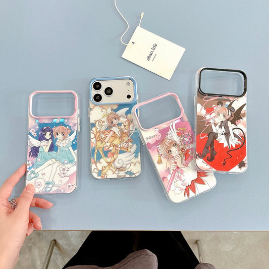 CardCaptorSakura Retro Comic Laser Case | Part 1 Dancing with Magic Wand - iPhone Case PLUS SE2 XS XR X 11 12 13 14 15 16 16e 17 17e Pro Promax 12mini 13mini