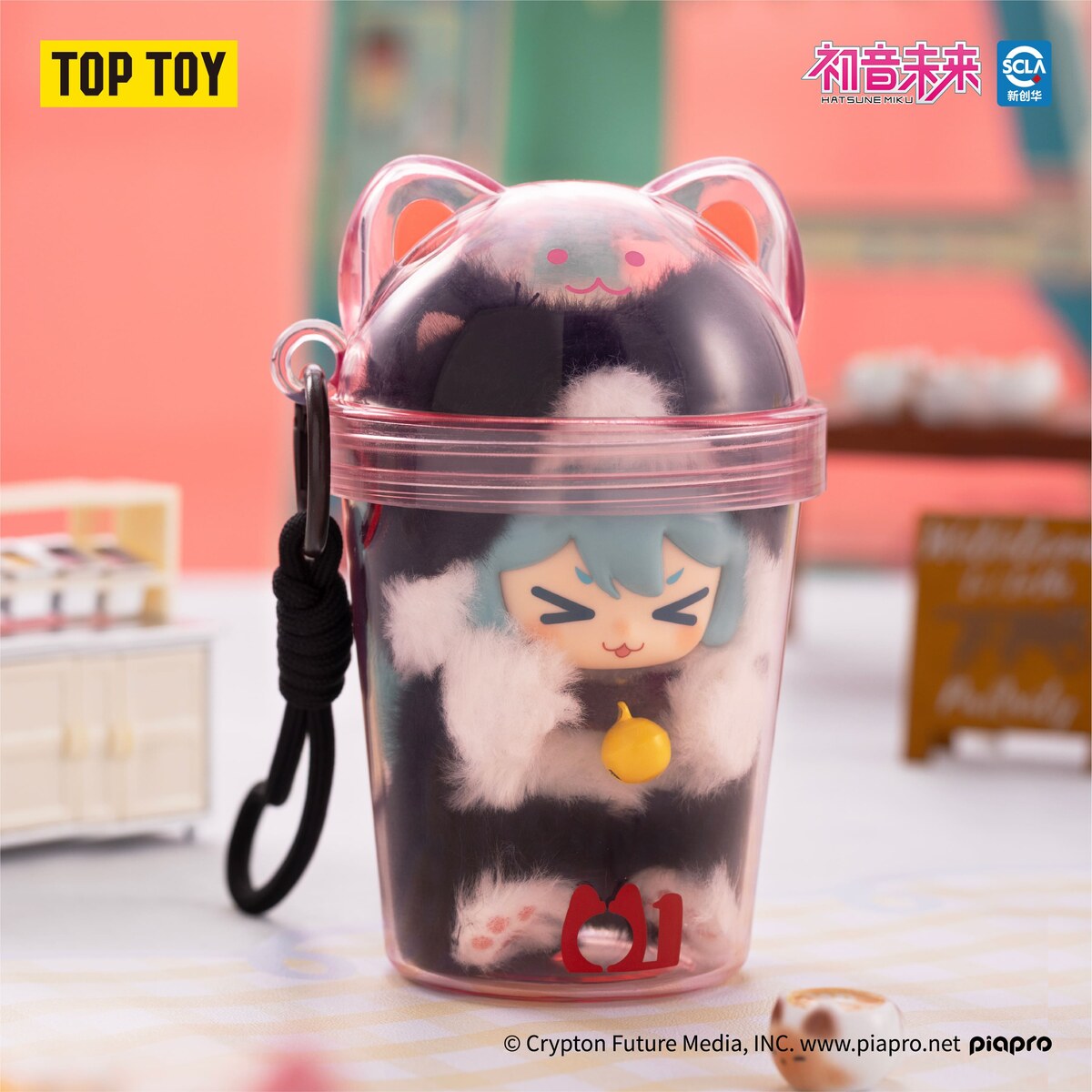 Hatsune Miku Milk Tea Cup Series Cow Cat plush figure in black cup