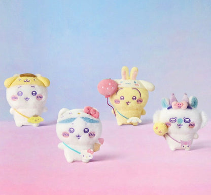 ChiiKawa X Miniso X Sanrio Series | ChiiKawa Hachiware Usagi Momonga Wearing Sanrio Character Hats Sitting Plush Doll Keychain - Kawaii Items Room Decoration doll