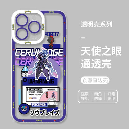 Japan Cartoon Pokemon Game Pixel Version | Ceruledge Evolution - iPhone Case PLUS SE2 XS XR X 11 12 13 14 15 16 16e 17 17e Pro Promax 12mini 13mini
