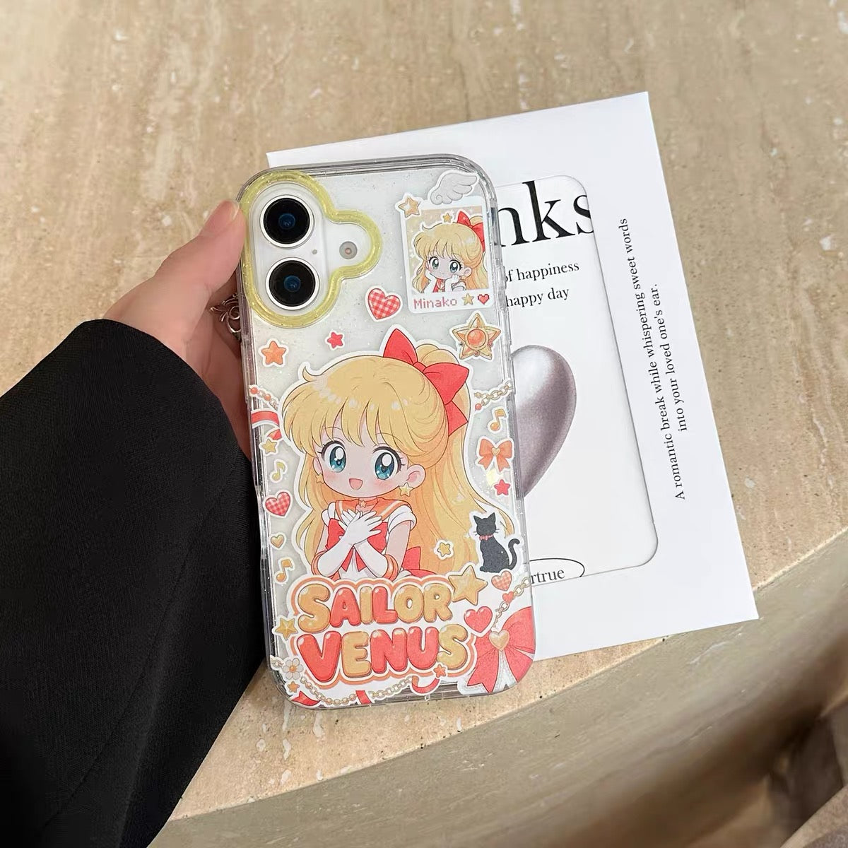 Japanese Cartoon Sailor Moon Gittler Colour Clear Case Version | Sailor Moon Mercury Mars Jupiter Venus - iPhone Case PLUS SE2 XS XR X 11 12 13 14 15 16 16e 17 17e Pro Promax 12mini 13mini