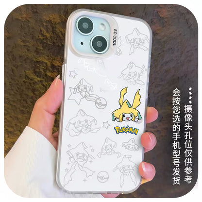 Japanese Cartoon Pokemon Matt & Silver Case Part6 | ポッチャマ ジャノビー ケロマツ モクロー ドオー ジラーチ ミュウツー 7種類 - iPhone ケース PLUS SE2 XS XR X 11 12 13 14 15 16 16e 17 17e Pro Promax 12mini 13mini