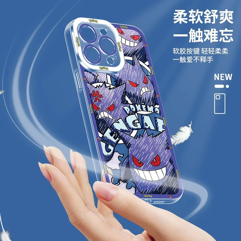Japan Cartoon Pokemon All Drawing Version | Pikachu Gengar Squirtle Snoriax Psyduck Bulbasaur - iPhone Case PLUS SE2 XS XR X 11 12 13 14 15 16 16e 17 17e Pro Promax 12mini 13mini