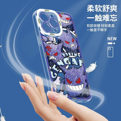 Japan Cartoon Pokemon All Drawing Version | Pikachu Gengar Squirtle Snoriax Psyduck Bulbasaur - iPhone Case PLUS SE2 XS XR X 11 12 13 14 15 16 16e 17 17e Pro Promax 12mini 13mini