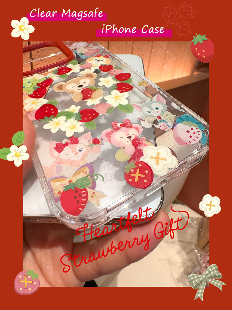 Japanese Cartoon Teddy Bear StellaLou ShellieMay | Strawberry Parrty iPhone Case 13 14 15 Pro Promax