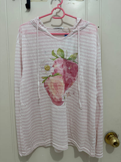 Korean Fashion Cute Fruits Style Long-sleeved Sun Protection T-Shirt Series | Strawberry Hoodie - Kawaii Fashion Items