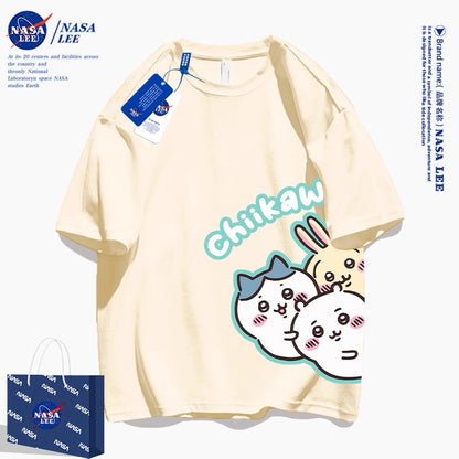 Japanese Cartoon ChiiKawa Casual Style T-Shirt Series | Chiikawa Hachiware Usagi Look at You Together 2 - Kawaii Fashion Items