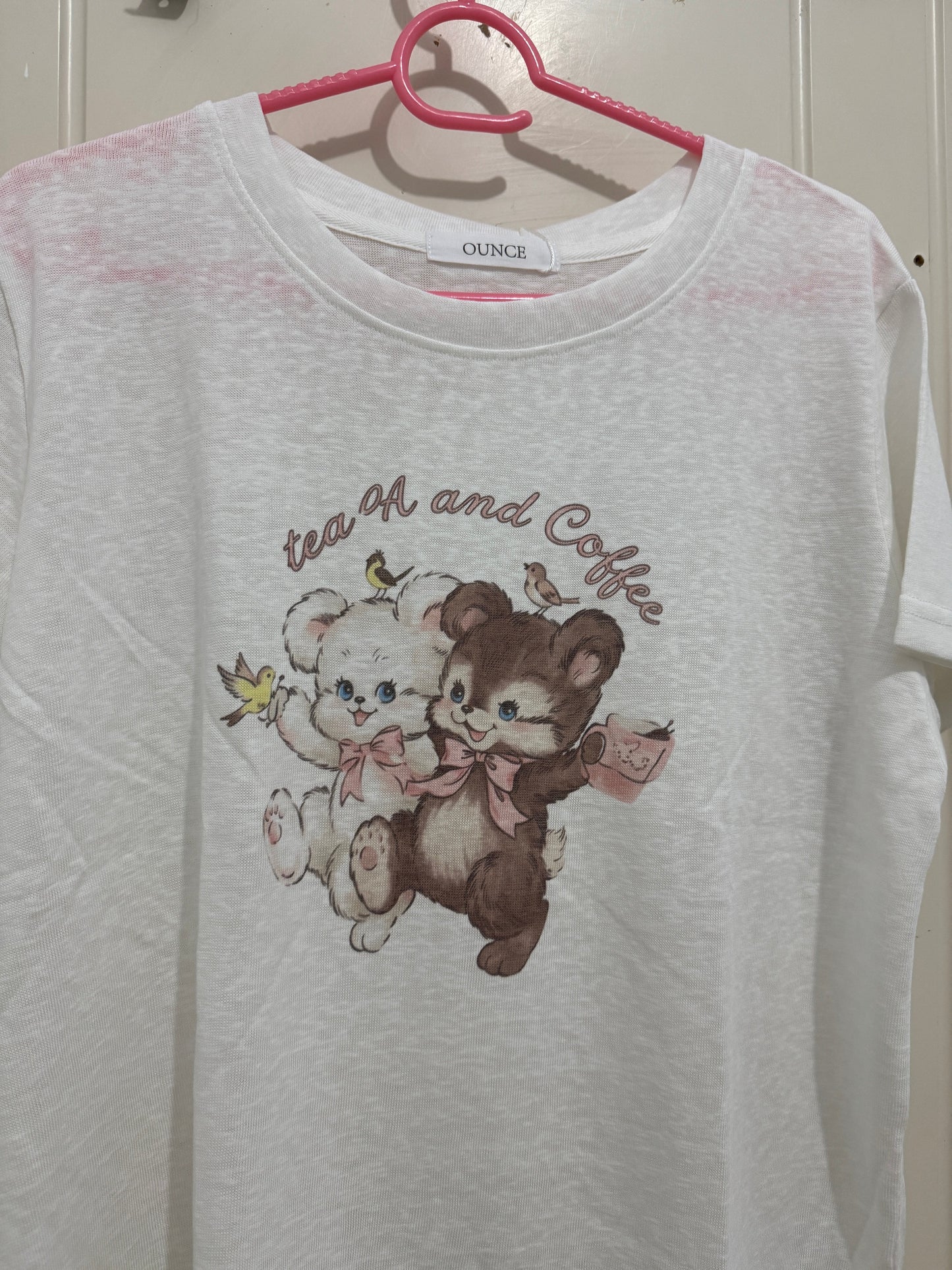 Korean Fashion Cute Animals Style T-Shirt Series | Vintage Bear Couple with Birdies - Kawaii Fashion Items