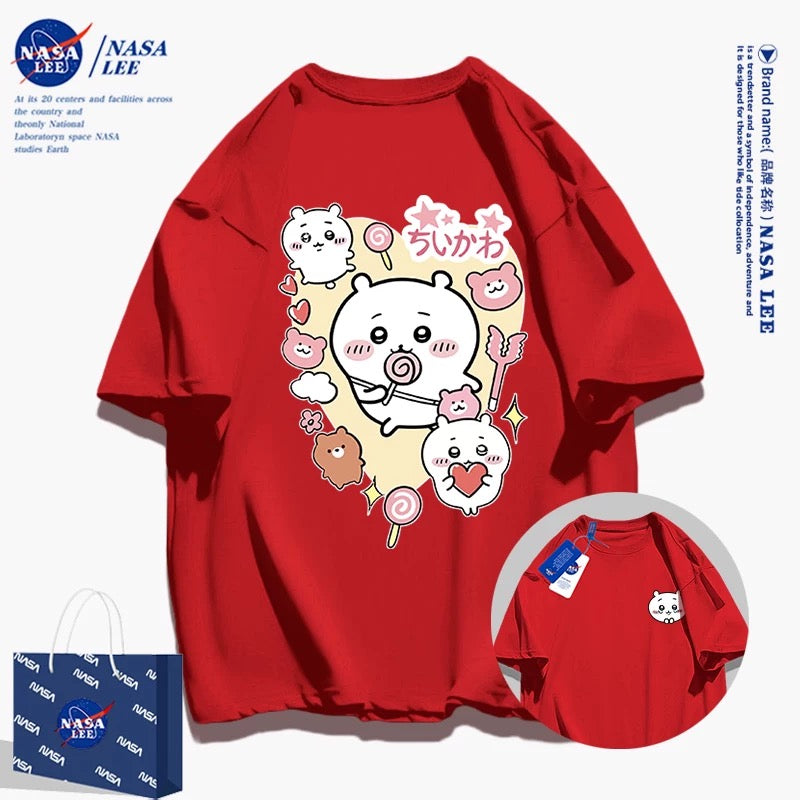 Japanese Cartoon ChiiKawa Casual Style T-Shirt Series | Chiikawa Attack Front & Back - Kawaii Fashion Items