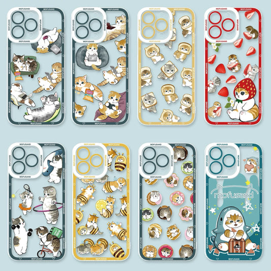 Japanese Cartoon Mofusand | Daily Working Bread Strawberry Bee Sporty Donuts Mofusand 8 Styles - iPhone Case PLUS SE2 XS XR X 11 12 13 14 15 16 16e 17 17e Pro Promax 12mini 13mini