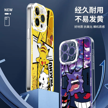 Japan Cartoon Pokemon Street Style | Pikachu Gengar Squirtle - iPhone Case PLUS SE2 XS XR X 11 12 13 14 15 16 16e 17 17e Pro Promax 12mini 13mini