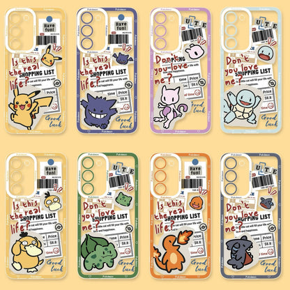 Japan Cartoon Have Fun Cute Memo Version | Pikachu Gengar Mewtwo Squirtle Psyduck Bulbasaur Charmander Gible - Phone Case Samsung Galaxy S26 S25 S24 S23 S22 S21 FE Ultra Edge