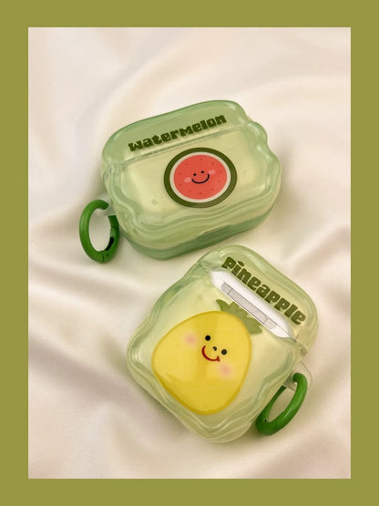 Japanese Cartoon Fun Colourful Fruits Persimmon Pineapple Maize Watermelon - AirPods AirPodsPro AirPods3 Case Green Yellow Orange