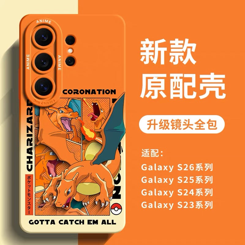 Japanese Cartoon Pokemon Silicone Case World Coronation | Ash Ketchum Pikachu Lucario Sirfetchd Dracovish Dragonite Charizard Gengar - Phone Case Samsung Galaxy S26 S25 S24 S23 FE Ultra Edge