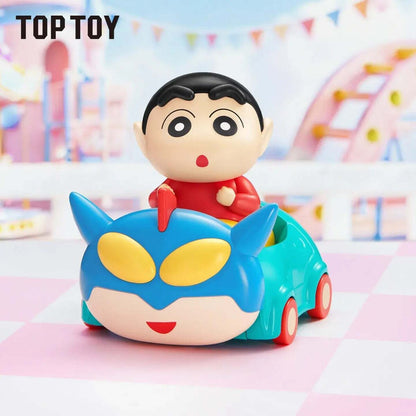 Shinchan Bumper Car movable figure driving its blue cat car, TOPTOY Cinnamoroll x Crayon Shin-chan Wonderland Series