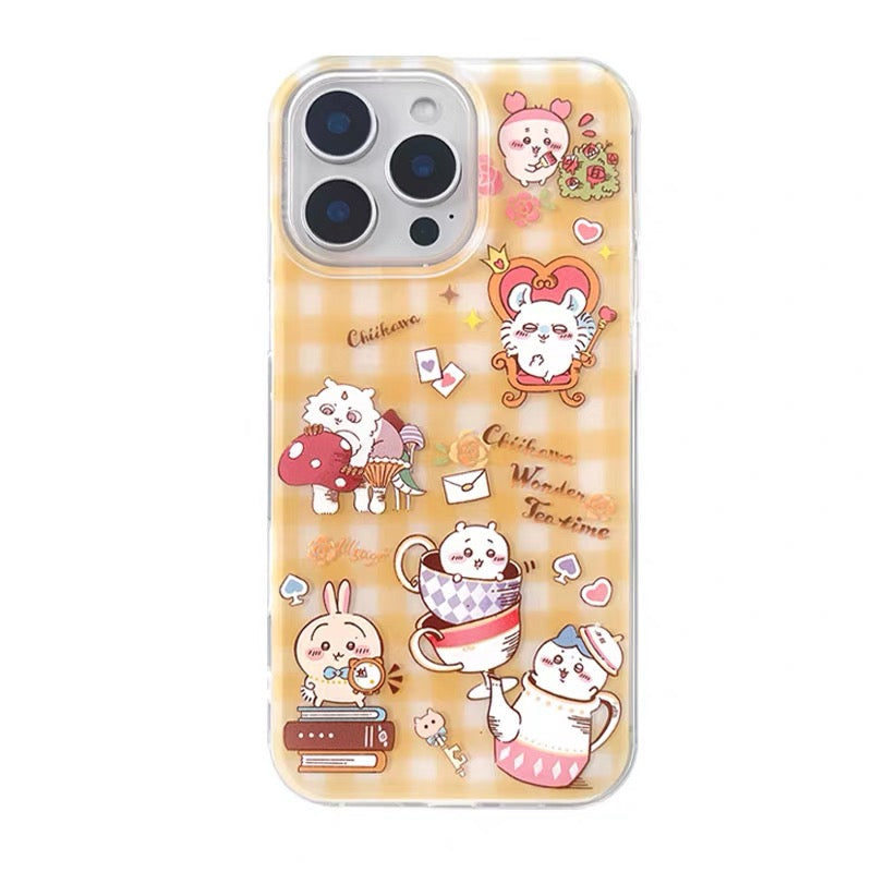 Japanese Cartoon ChiiKawa Wonder Time Tea | Matt Yellow & White Case - iPhone Case 11 12 13 14 15 16 16e 17 17e Pro Promax