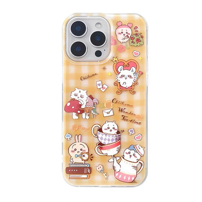 Japanese Cartoon ChiiKawa Wonder Time Tea | Matt Yellow & White Case - iPhone Case 11 12 13 14 15 16 16e 17 17e Pro Promax