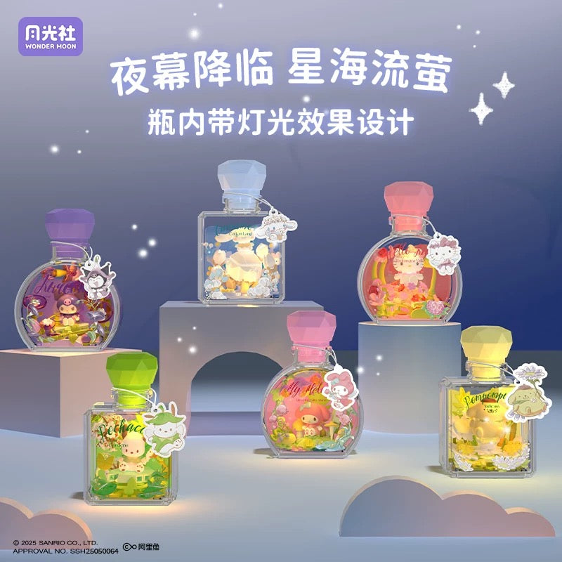 Sanrio Characters The Flower Angel in Perfume Bottle | Hello Kitty My Melody Kuromi Cinnamoroll Pompompurin Pochacco - Building Blocks Toy Collectable Mystery Blind Box with LED Light