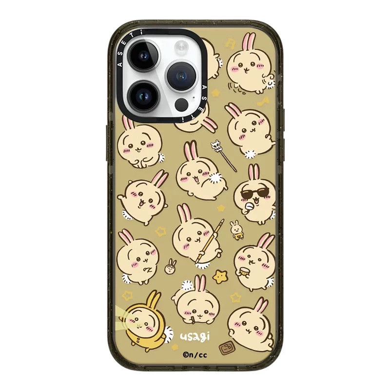 Japanese Cartoon ChiiKawa Clear with Transparent Black Frame Phone Case | Full Screen Fun Emo Colour & Clear ChiiKawa Hachiware Usagi - iPhone Case 12 13 14 15 16 17 Pro Promax