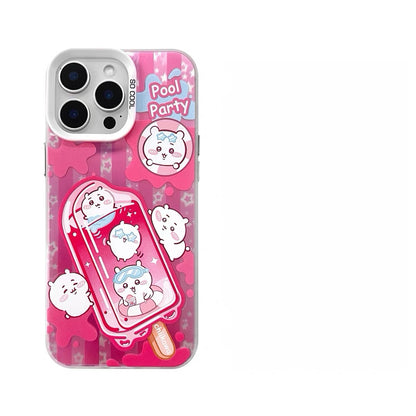 Japanese Cartoon ChiiKawa Summer Ice Bar Laser Case | ChiiKawa Hachiware Usagi Momonga - iPhone Case 11 12 13 14 15 16 16e 17 17e Pro Promax