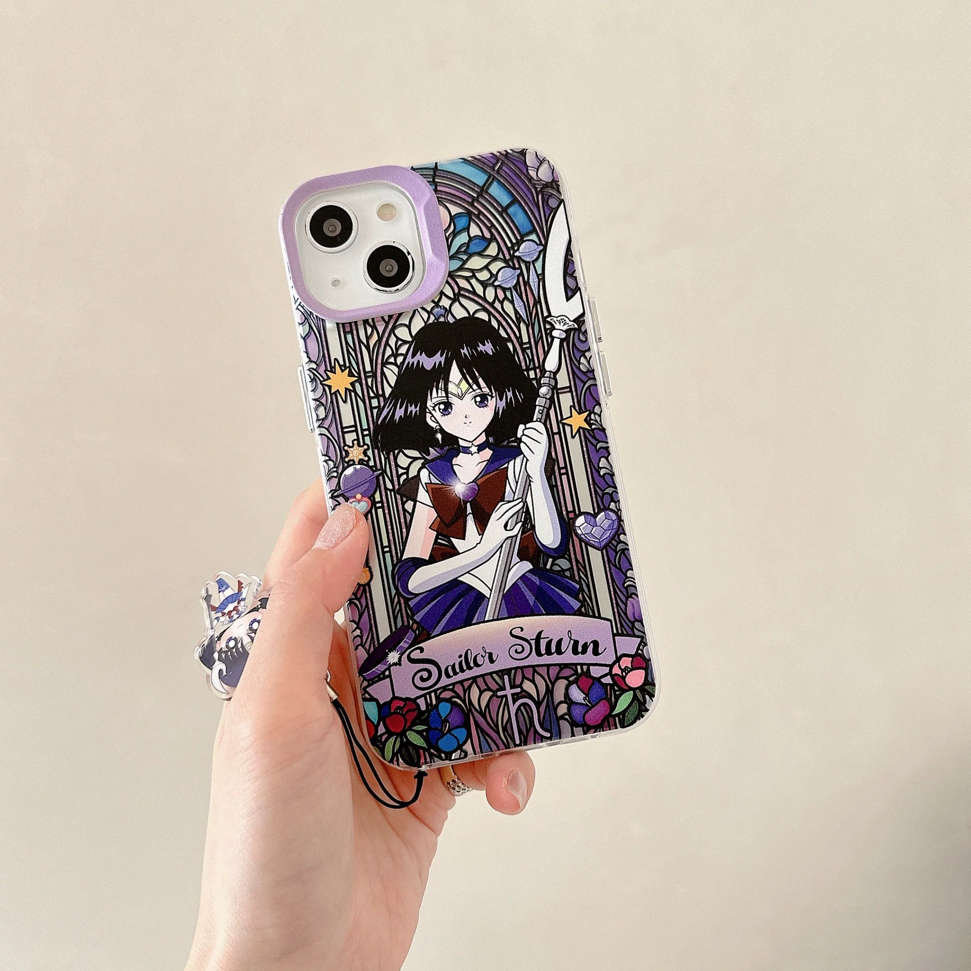Japanese Cartoon Sailor Moon Phone Case with Strap | Laser Glass Window Part 2 - iPhone Case PLUS SE2 XS XR X 11 12 13 14 15 16 Pro Promax 12mini 13mini KawaiiGiftLand