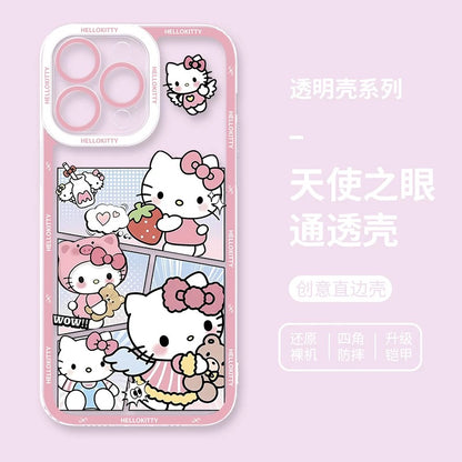 Japanese Cartoon Hello Kitty | Vintage Kitty Pink Version - iPhone Case PLUS SE2 XS XR X 11 12 13 14 15 16 16e 17 17e Pro Promax 12mini 13mini
