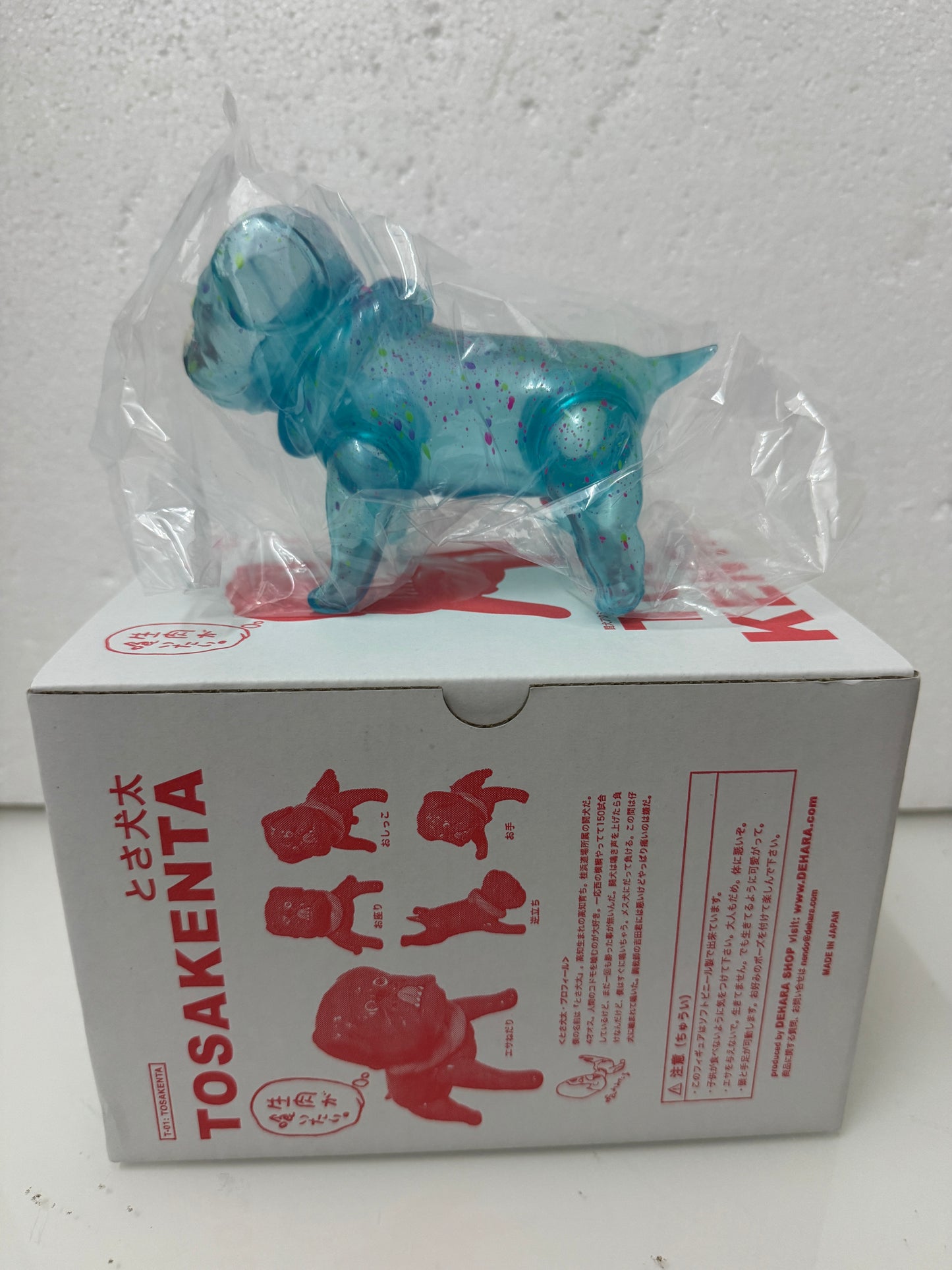 Japan Artist Dehara | Tosa Dog Inu Transparent Sky Blue Splashed Ink Version - 50pcs Limited Worldwide Sofubi Figure Soft Vinyl Rare